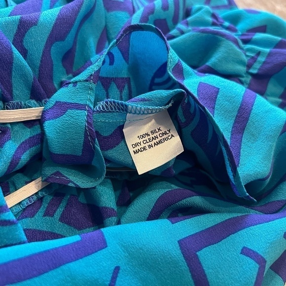 Amanda Uprichard Silk Peplum V Neck Ruffle Tank Top Blue Purple Small Pullover - Picture 5 of 10